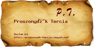 Proszonyák Tercia névjegykártya